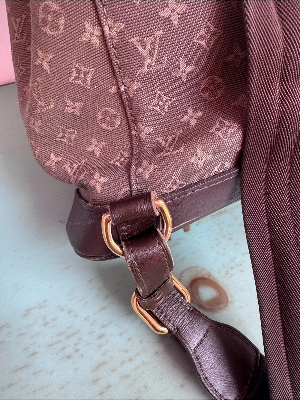 Vintage Louis Vuitton Monogram Mini Lin Montaoursis Backpack.